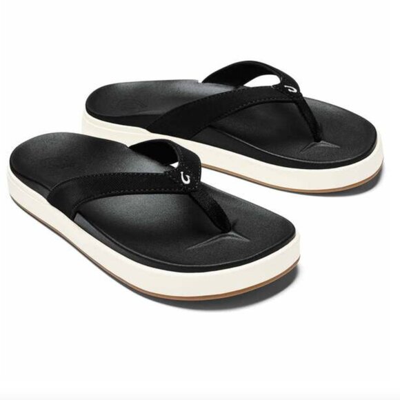 OluKai Shoes - OluKai Nu'a Pi'o Women's 8 Black Flip Flop Sandal 20445-4040 Summer Beach